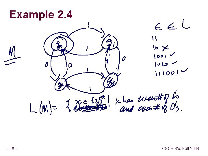 Example 2. 4 – 15 – CSCE 355 Fall 2008 