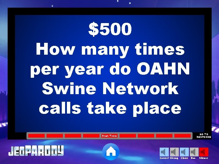$500 How many times per year do OAHN Swine Network calls take place GO