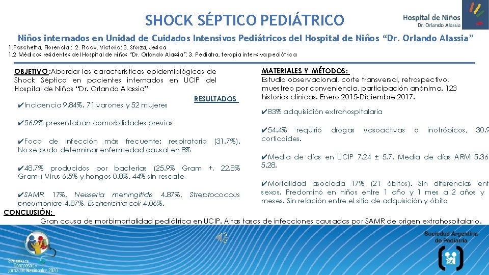 SHOCK SÉPTICO PEDIÁTRICO Niños internados en Unidad de Cuidados Intensivos Pediátricos del Hospital de