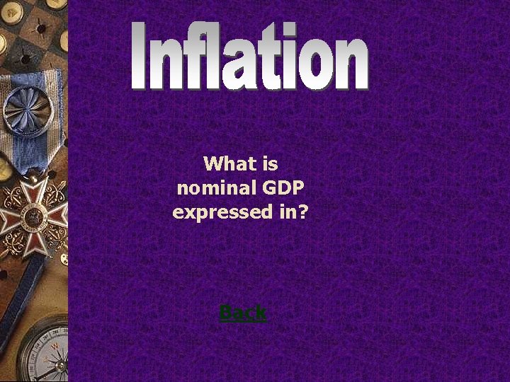 What is nominal GDP expressed in? Back 