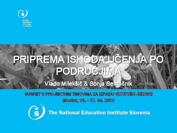 PRIPREMA ISHODA UČENJA PO PODRUČJIMA Vlado Milekšič & Sonja Sentočnik SUSRET S PROJEKTNIM TIMOVIMA