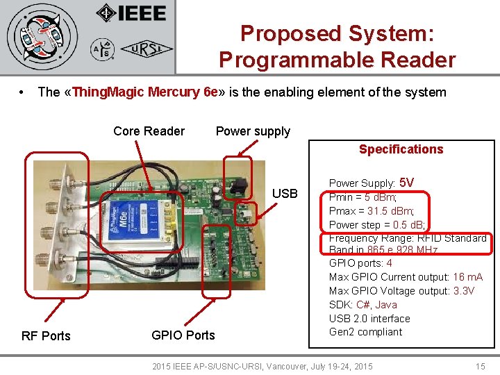 Proposed System: Programmable Reader • The «Thing. Magic Mercury 6 e» is the enabling