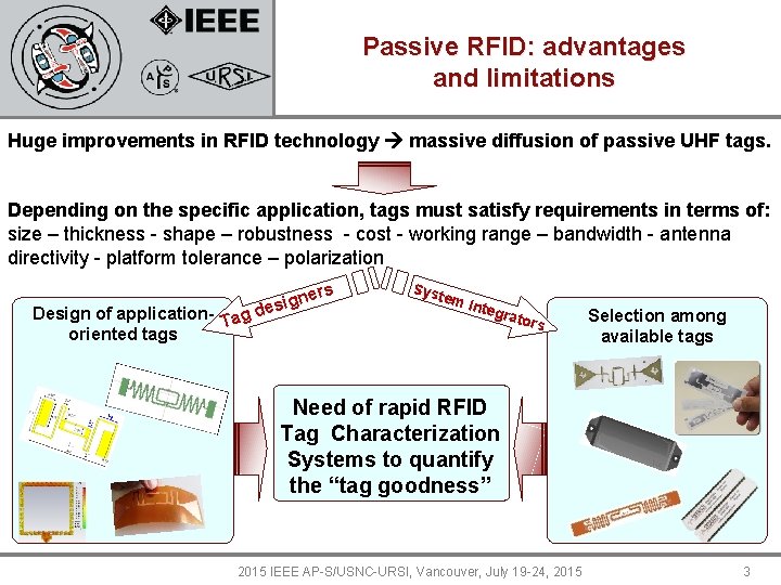 Passive RFID: advantages and limitations Huge improvements in RFID technology massive diffusion of passive