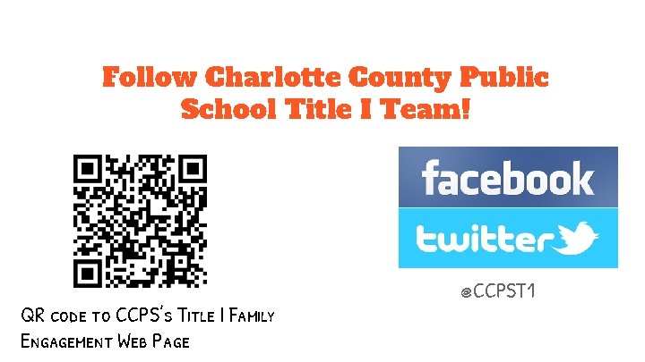 Follow Charlotte County Public School Title I Team! QR code to CCPS’s Title I
