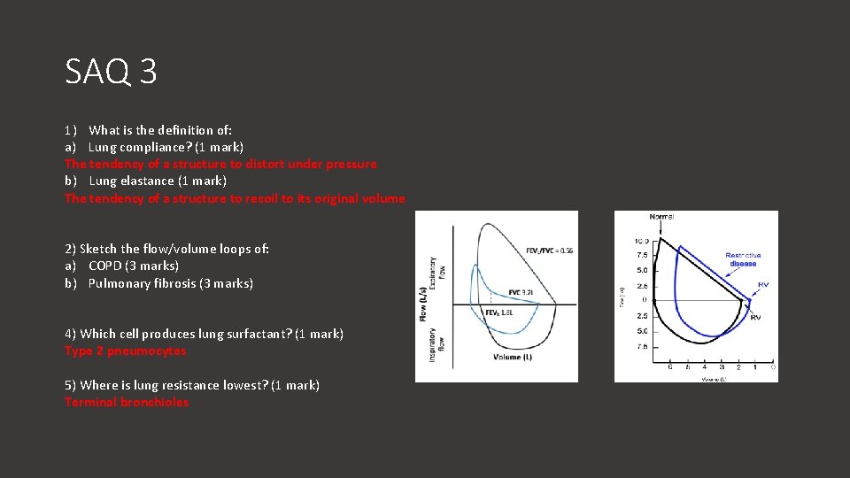 SAQ 3 1) What is the definition of: a) Lung compliance? (1 mark) The