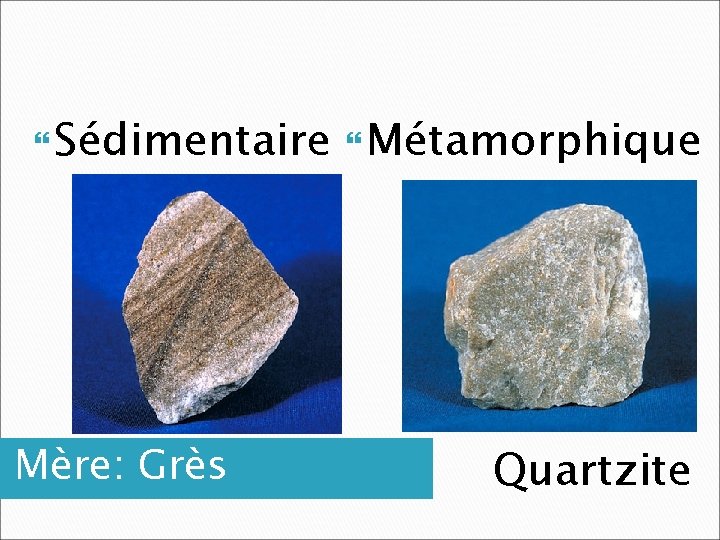  Sédimentaire Métamorphique Mère: Grès Quartzite 