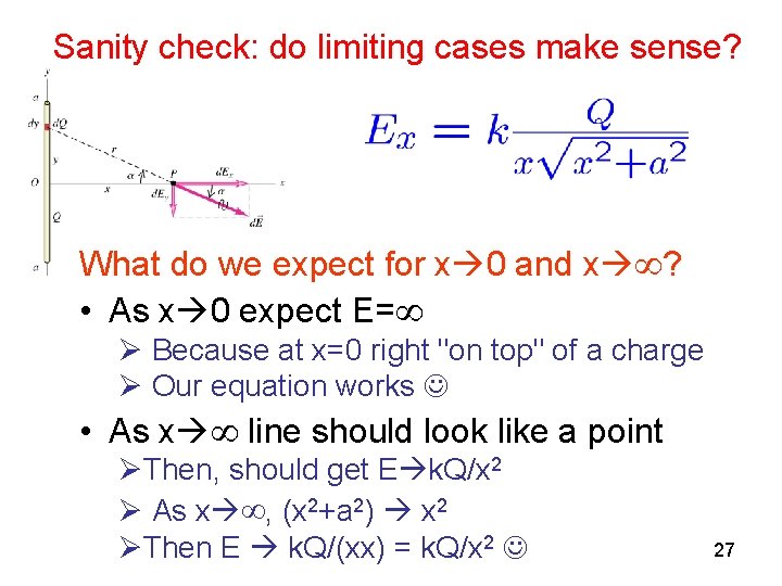 Sanity check: do limiting cases make sense? What do we expect for x 0