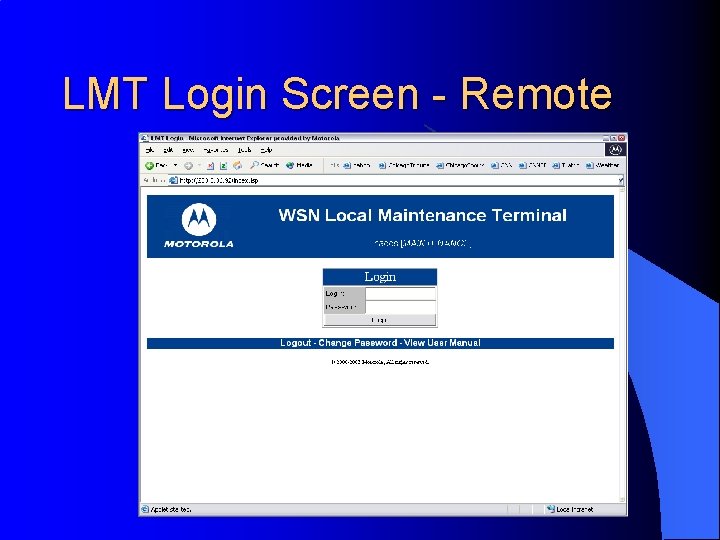 LMT Login Screen - Remote 