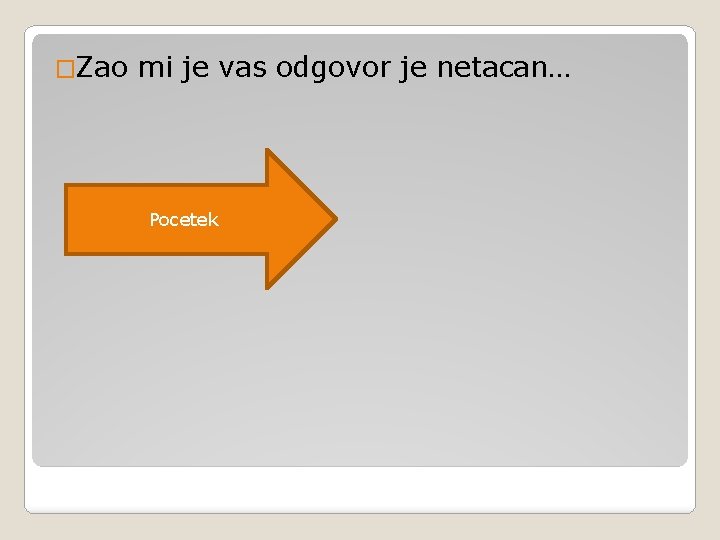 �Zao mi je vas odgovor je netacan… Pocetek 