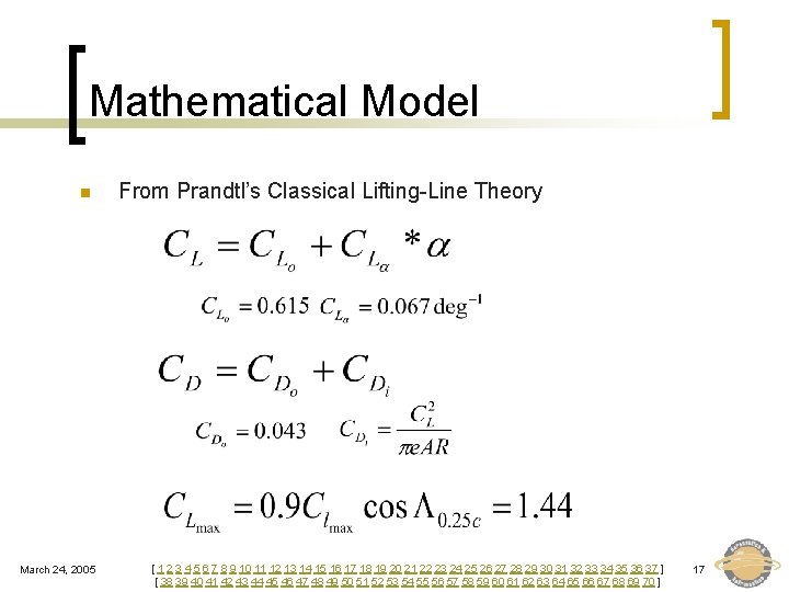 Mathematical Model n March 24, 2005 From Prandtl’s Classical Lifting-Line Theory [ 1 2