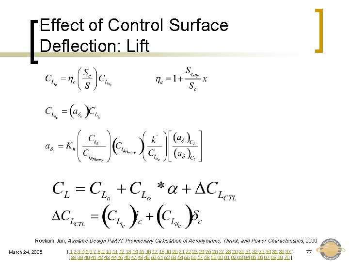 Effect of Control Surface Deflection: Lift Roskam, Jan, Airplane Design Part. VI: Prelimenary Calculation