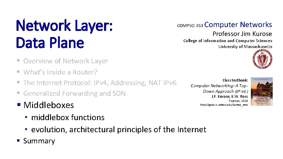 Network Layer: Data Plane § § Overview of Network Layer What’s Inside a Router?