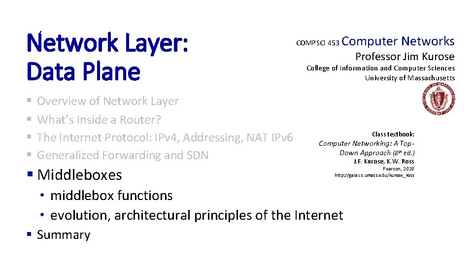 Network Layer: Data Plane § § Overview of Network Layer What’s Inside a Router?