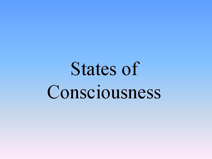 States of Consciousness 