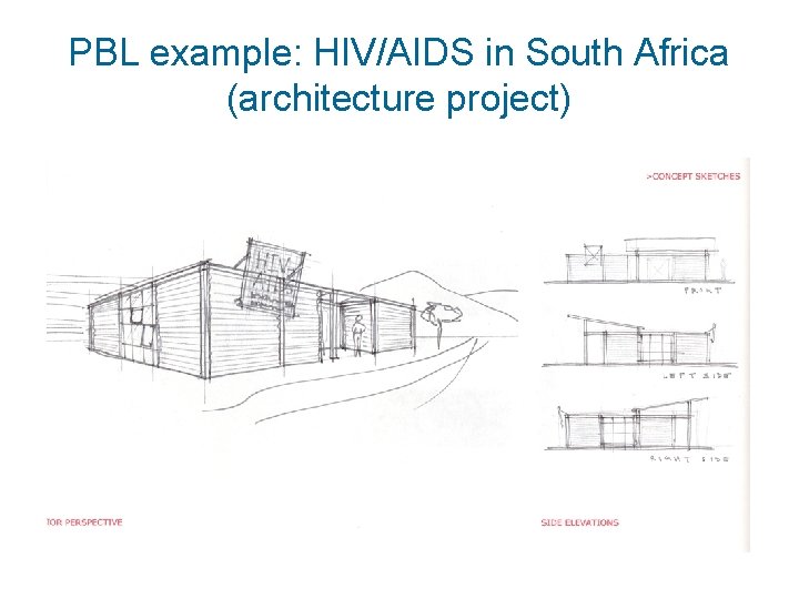 PBL example: HIV/AIDS in South Africa (architecture project) 