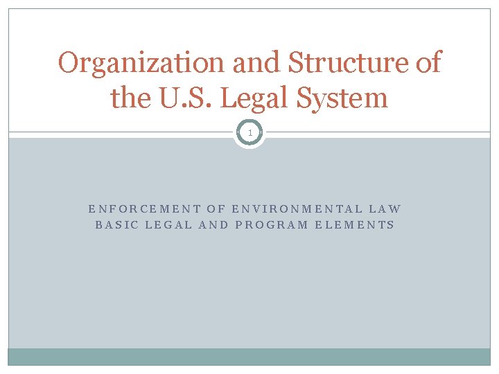 Organization and Structure of the U S Legal