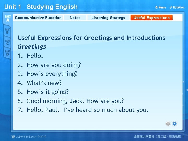 Unit 1 Studying English Communicative Function Notes Listening Strategy Useful Expressions for Greetings and Unit 1 Studying English Communicative Function Notes Listening Strategy Useful Expressions for Greetings and