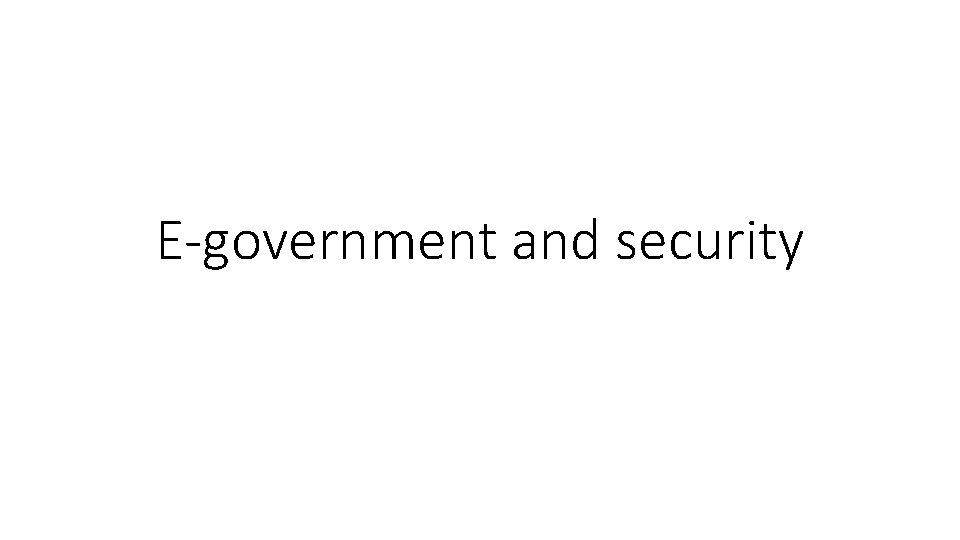 E-government and security 