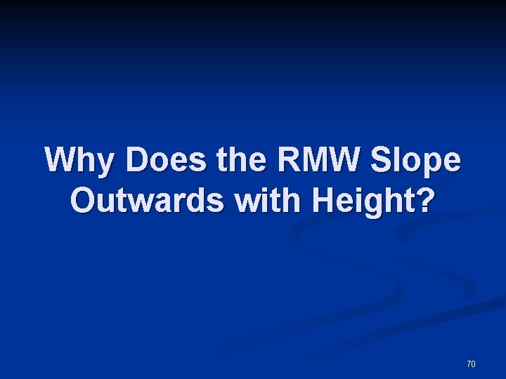 Why Does the RMW Slope Outwards with Height? 70 