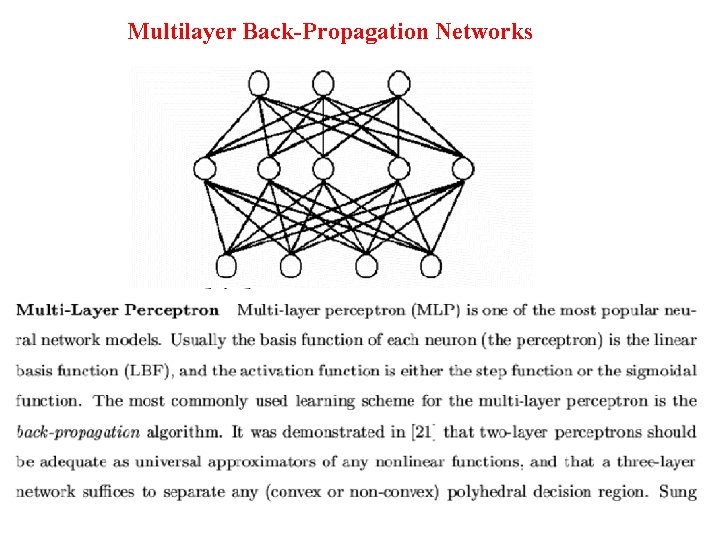 Multilayer Back-Propagation Networks 