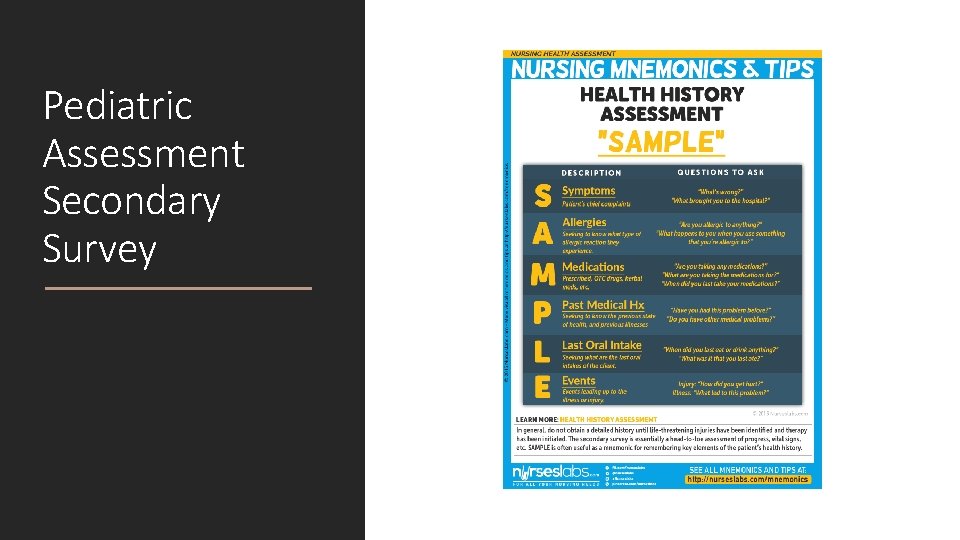 Pediatric Assessment Secondary Survey 