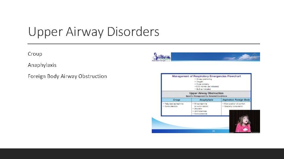 Upper Airway Disorders Croup Anaphylaxis Foreign Body Airway Obstruction 