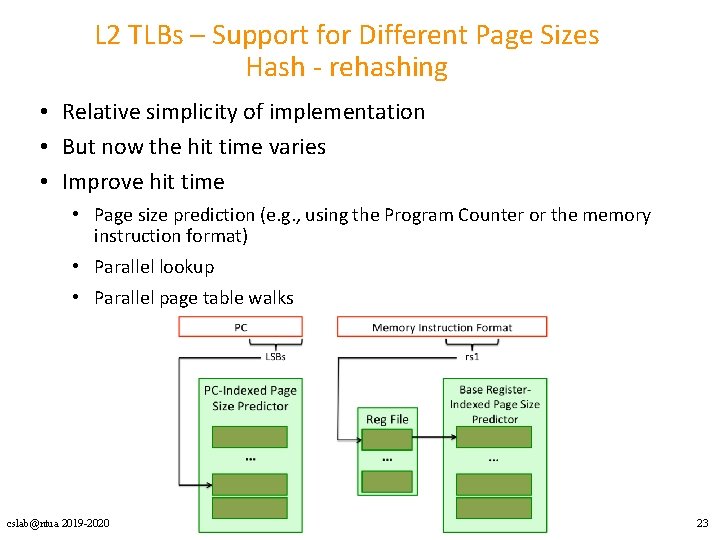 L 2 TLBs – Support for Different Page Sizes Hash - rehashing • Relative