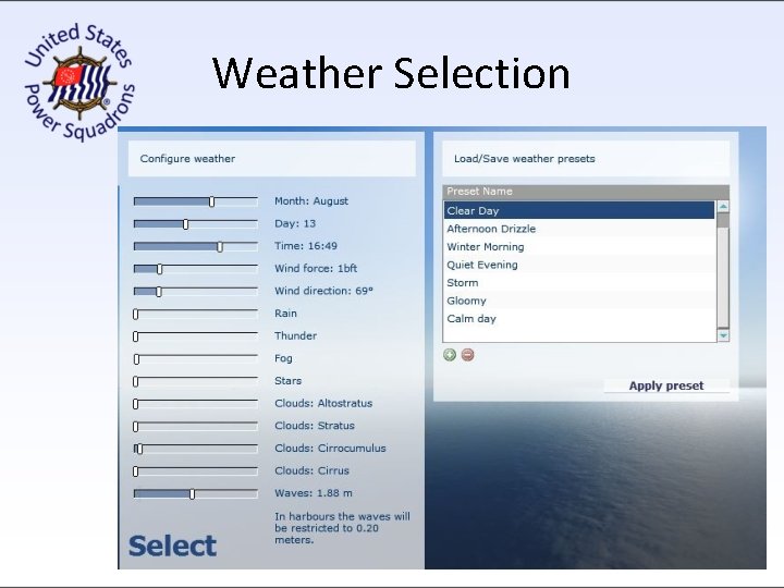 Weather Selection Weather Selection
