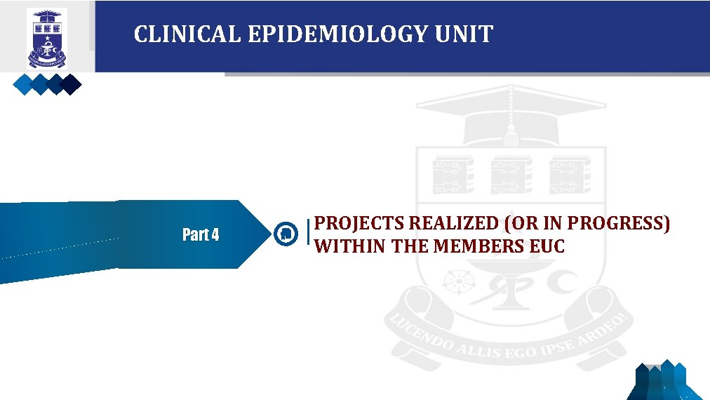 CLINICAL EPIDEMIOLOGY UNIT Part 4 PROJECTS REALIZED (OR IN PROGRESS) WITHIN THE MEMBERS EUC