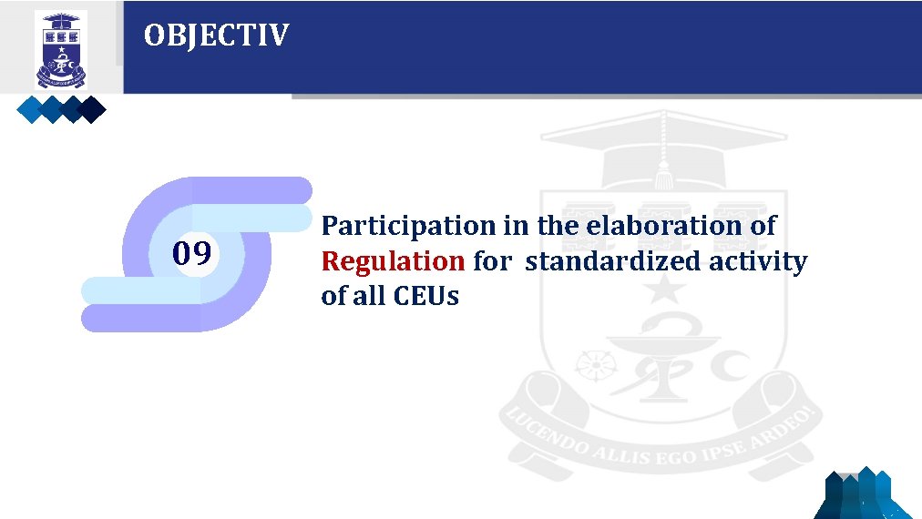 OBJECTIV 09 Participation in the elaboration of Regulation for standardized activity of all CEUs