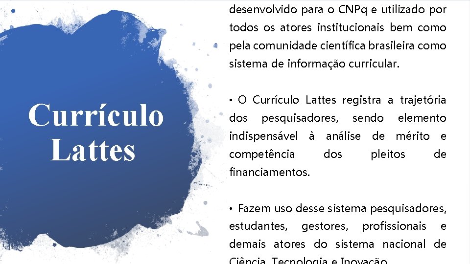 desenvolvido para o CNPq e utilizado por todos os atores institucionais bem como pela