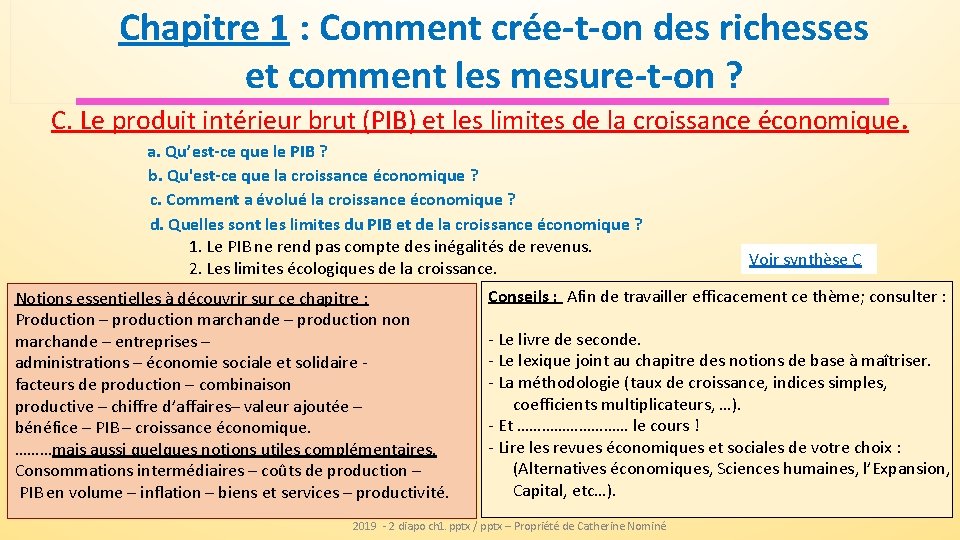 Chapitre 1 : Comment crée-t-on des richesses et comment les mesure-t-on ? C. Le