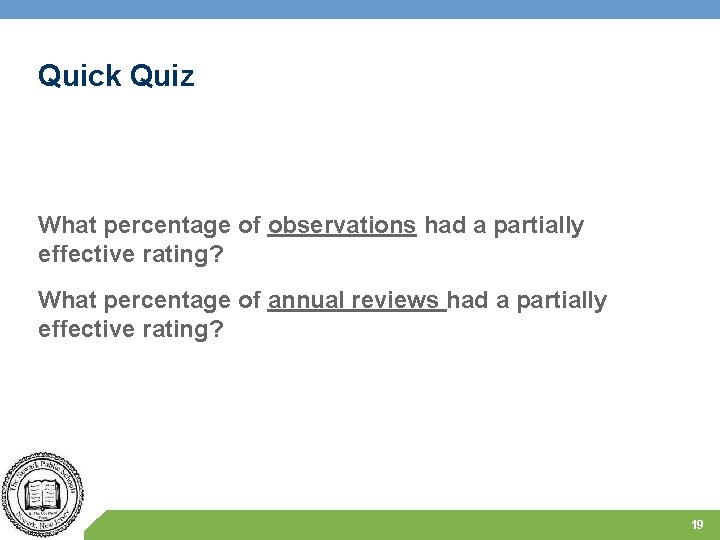 Quick Quiz What percentage of observations had a partially effective rating? What percentage of