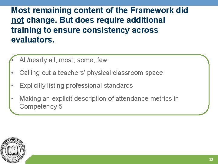 Most remaining content of the Framework did not change. But does require additional training