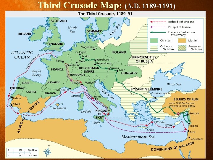 Third Crusade Map: (A. D. 1189 -1191) 