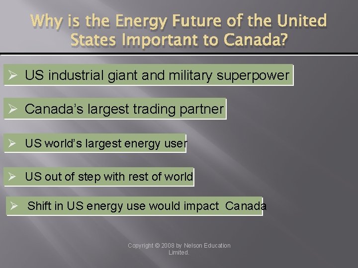 Why is the Energy Future of the United States Important to Canada? Ø US