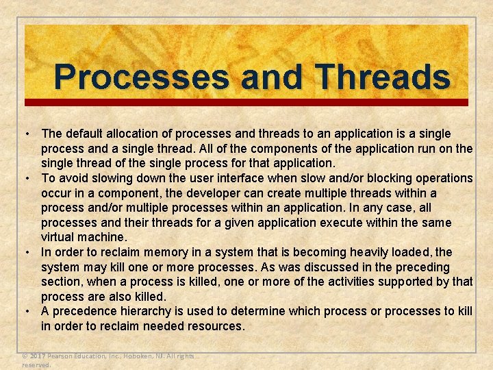 Processes and Threads • The default allocation of processes and threads to an application