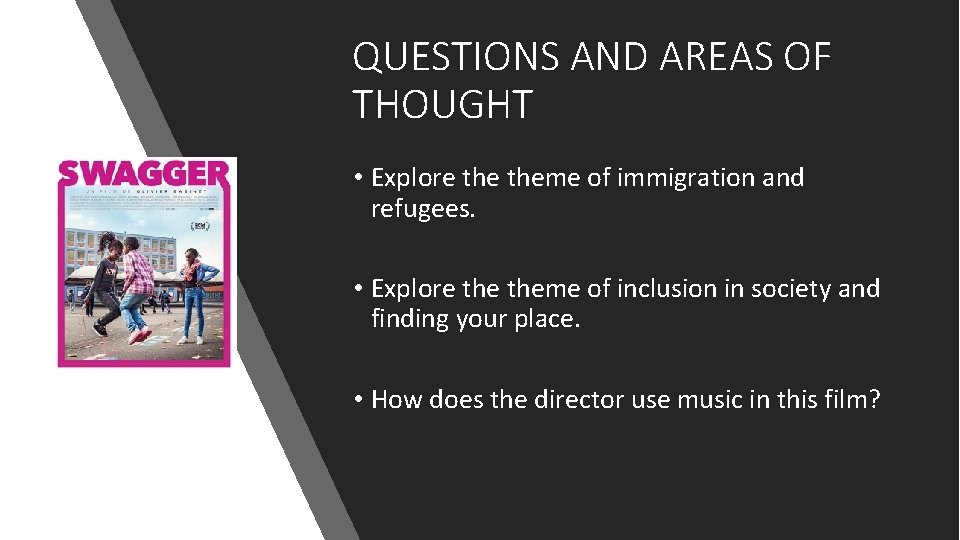 QUESTIONS AND AREAS OF THOUGHT • Explore theme of immigration and refugees. • Explore