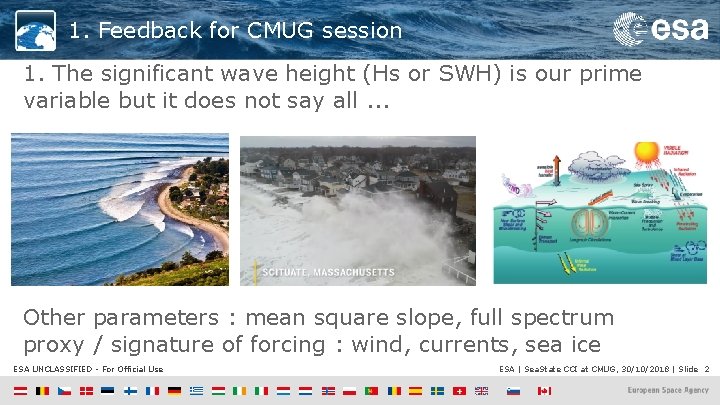 1. Feedback for CMUG session 1. The significant wave height (Hs or SWH) is