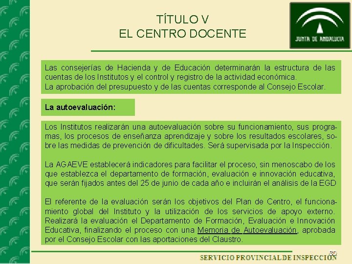 TÍTULO V EL CENTRO DOCENTE Las consejerías de Hacienda y de Educación determinarán la TÍTULO V EL CENTRO DOCENTE Las consejerías de Hacienda y de Educación determinarán la