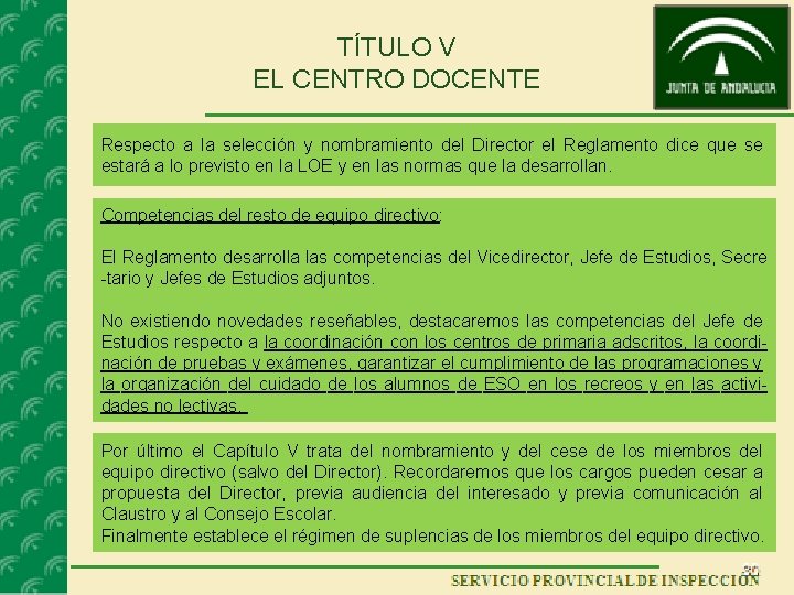 TÍTULO V EL CENTRO DOCENTE Respecto a la selección y nombramiento del Director el TÍTULO V EL CENTRO DOCENTE Respecto a la selección y nombramiento del Director el