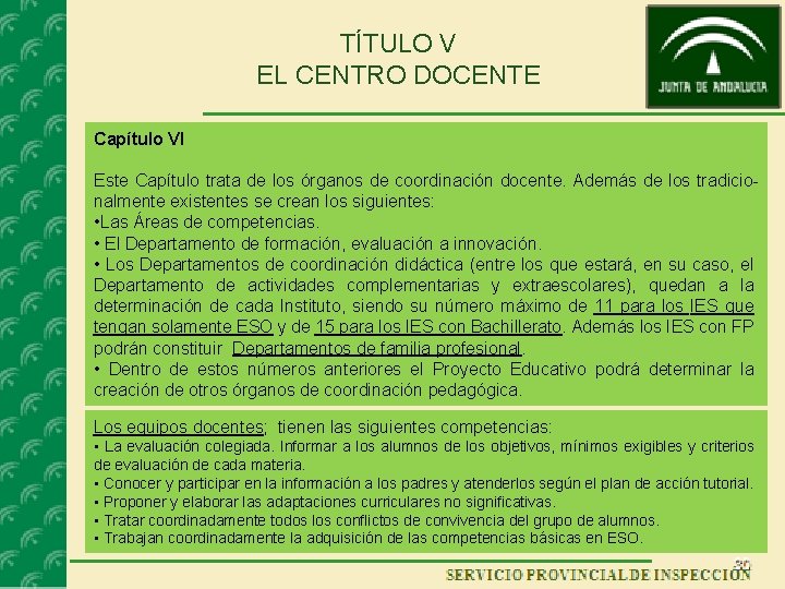 TÍTULO V EL CENTRO DOCENTE Capítulo VI Este Capítulo trata de los órganos de TÍTULO V EL CENTRO DOCENTE Capítulo VI Este Capítulo trata de los órganos de