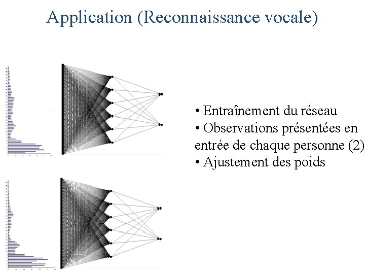 Application (Reconnaissance vocale) • Entraînement du réseau • Observations présentées en entrée de chaque
