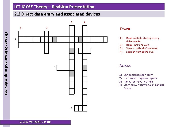ICT IGCSE Theory – Revision Presentation 2. 2 Direct data entry and associated devices