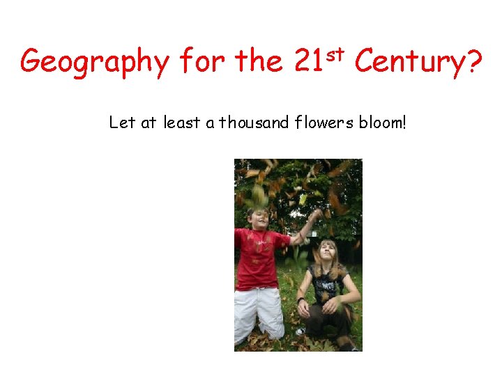Geography for the 21 st Century? Let at least a thousand flowers bloom! 