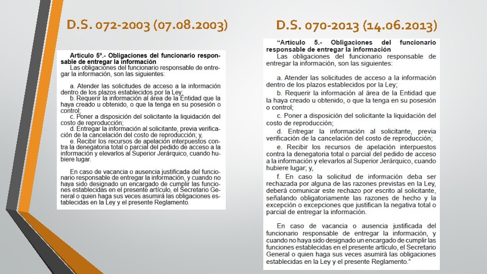 D. S. 072 -2003 (07. 08. 2003) D. S. 070 -2013 (14. 06. 2013)