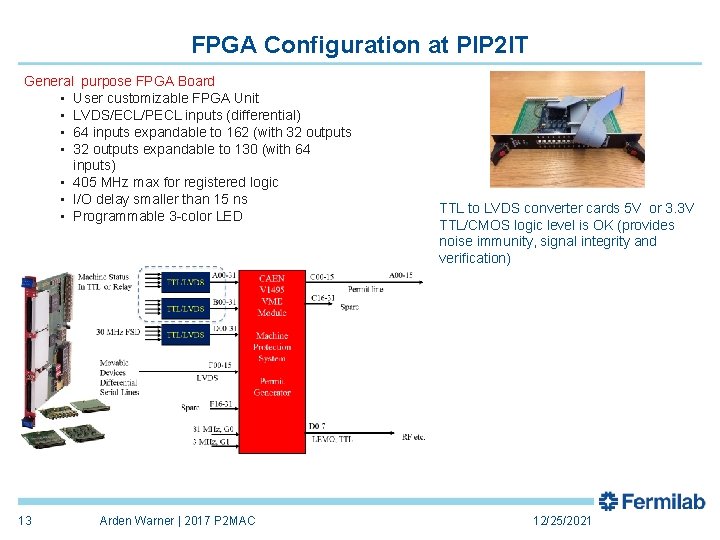 FPGA Configuration at PIP 2 IT General purpose FPGA Board • User customizable FPGA FPGA Configuration at PIP 2 IT General purpose FPGA Board • User customizable FPGA