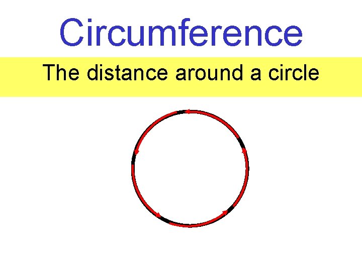 Circumference The distance around a circle 