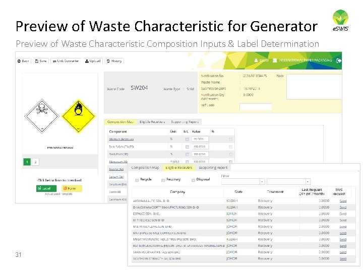Preview of Waste Characteristic for Generator Preview of Waste Characteristic Composition Inputs & Label Preview of Waste Characteristic for Generator Preview of Waste Characteristic Composition Inputs & Label