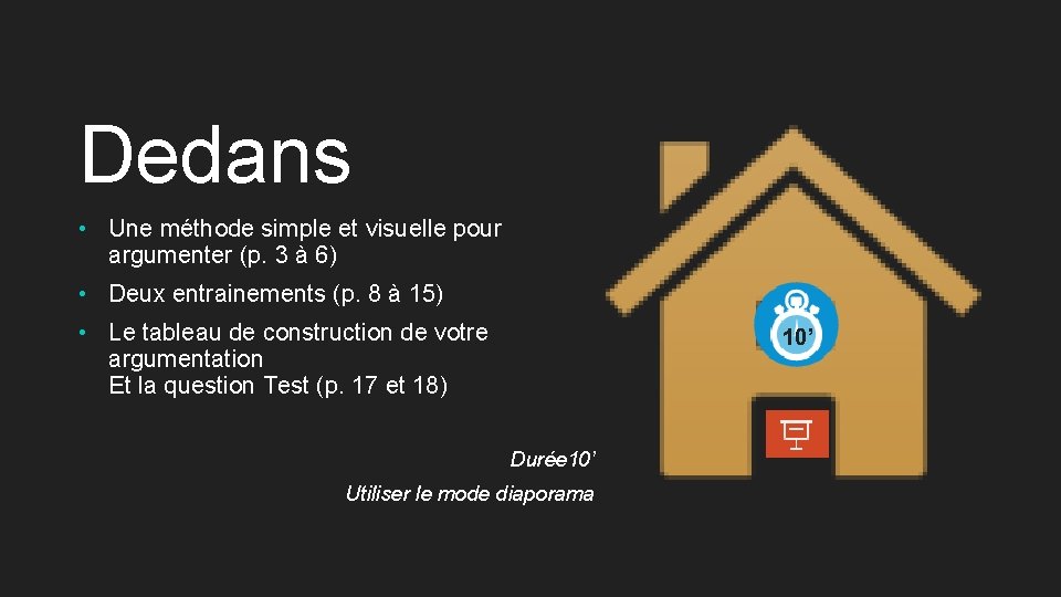 Dedans • Une méthode simple et visuelle pour argumenter (p. 3 à 6) •